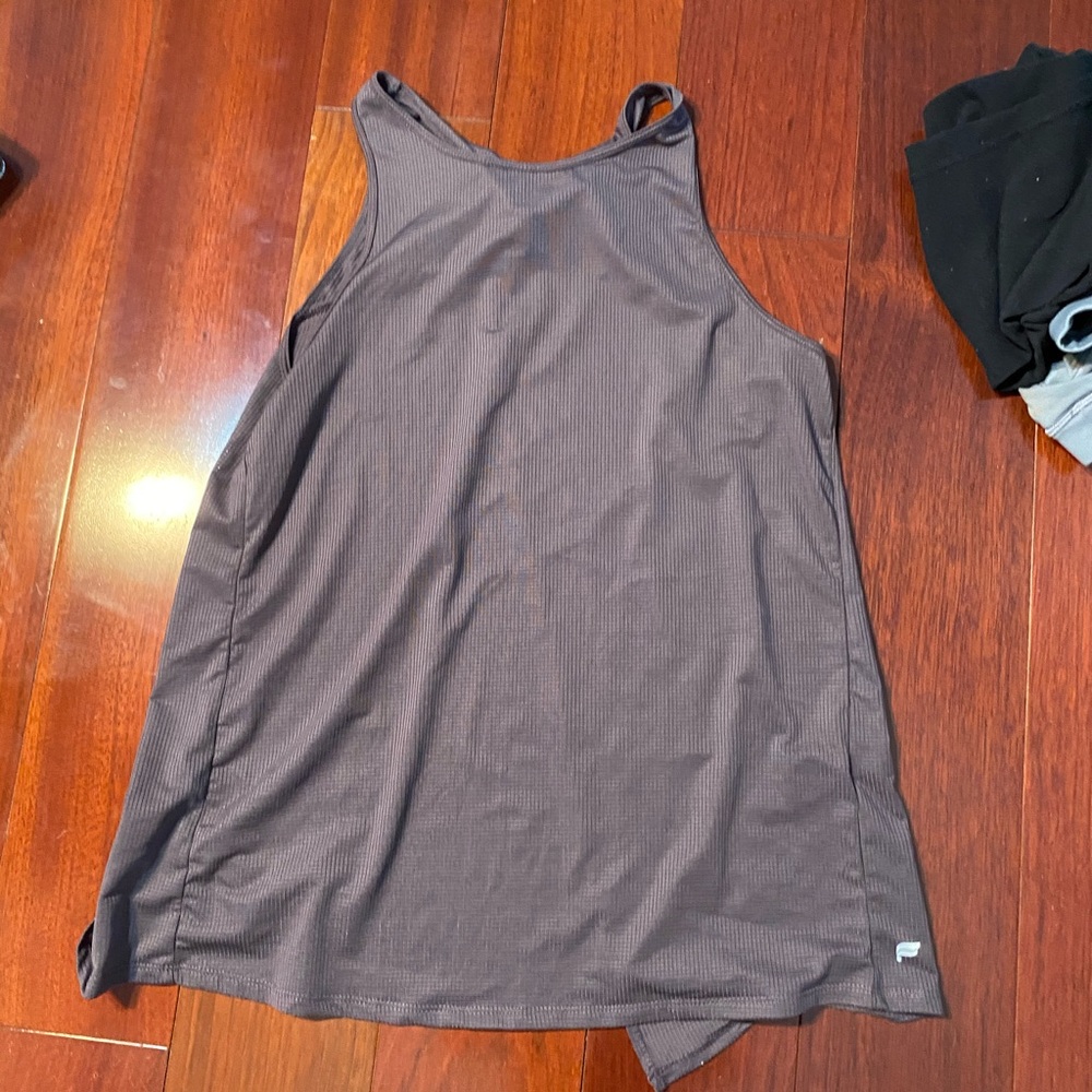 purple open back tank